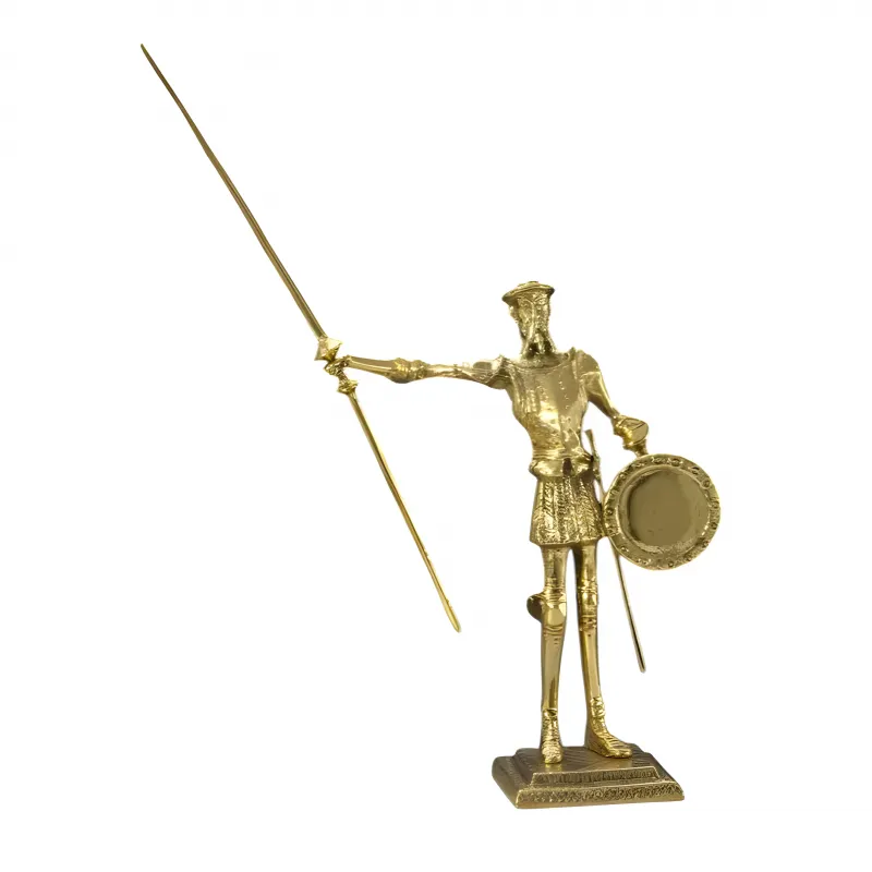 Luxus Mittelalterliche Ritter Bronze Skulptur mit Lanze und Schild Vorderansicht von Luxury Group International