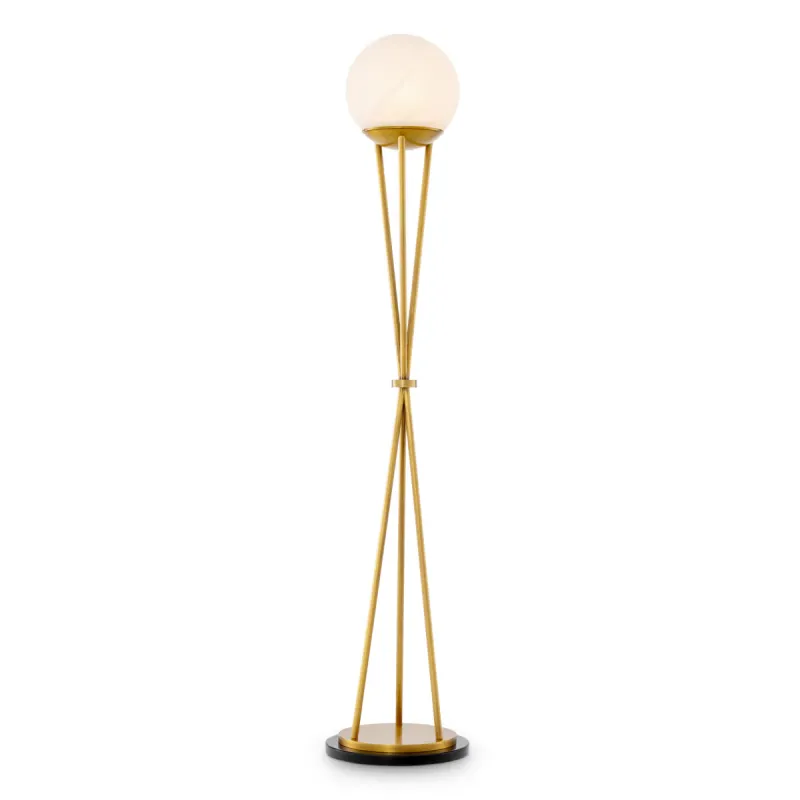 Luxury Alabaster Globe Floor Lamp with Antique Brass Finish by Luxury Group International