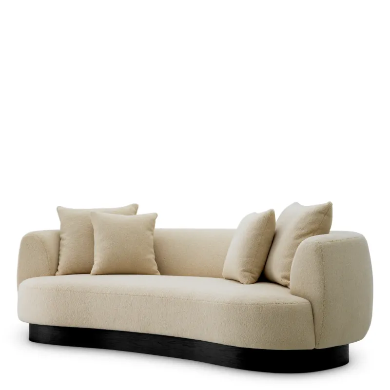Luxus Modernes Sofa in Hellbeigem Strukturstoff mit Breiten Abgerundeten Armlehnen von Luxury Group International