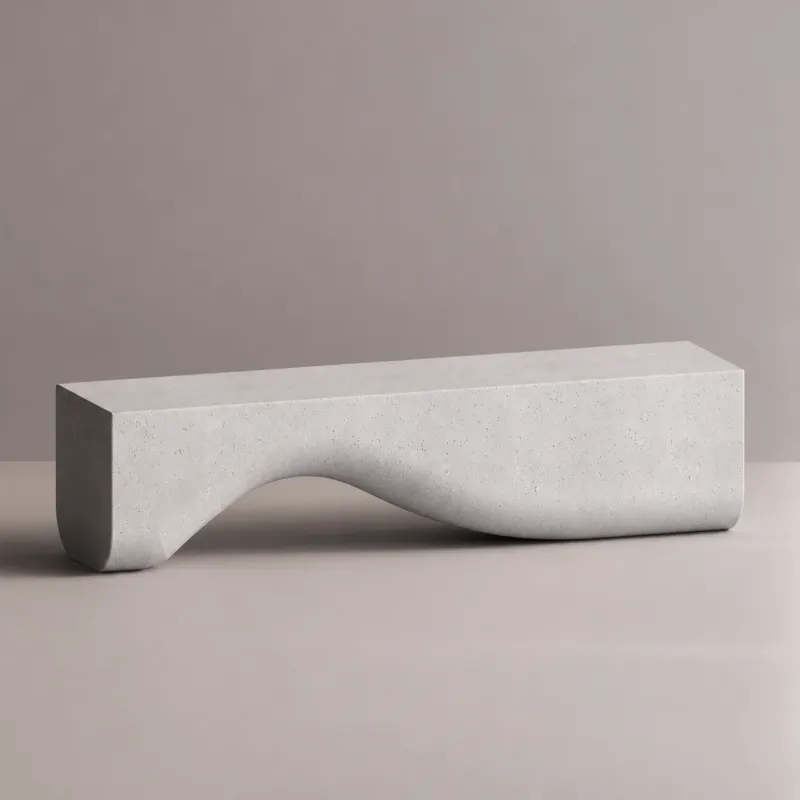 Luxuriöse moderne TV-Einheit aus Beton mit skulpturaler Wellenbasis - TV-Einheit von Luxury Group International