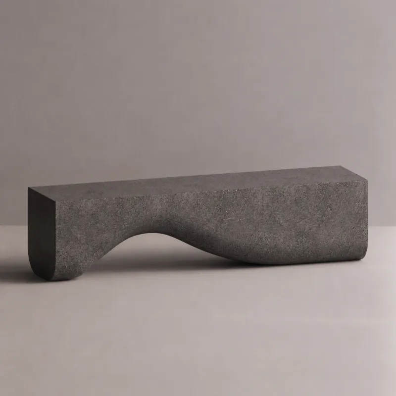 Luxuriöse moderne TV-Einheit aus Beton mit skulpturaler Wellenbasis - TV-Einheit von Luxury Group International