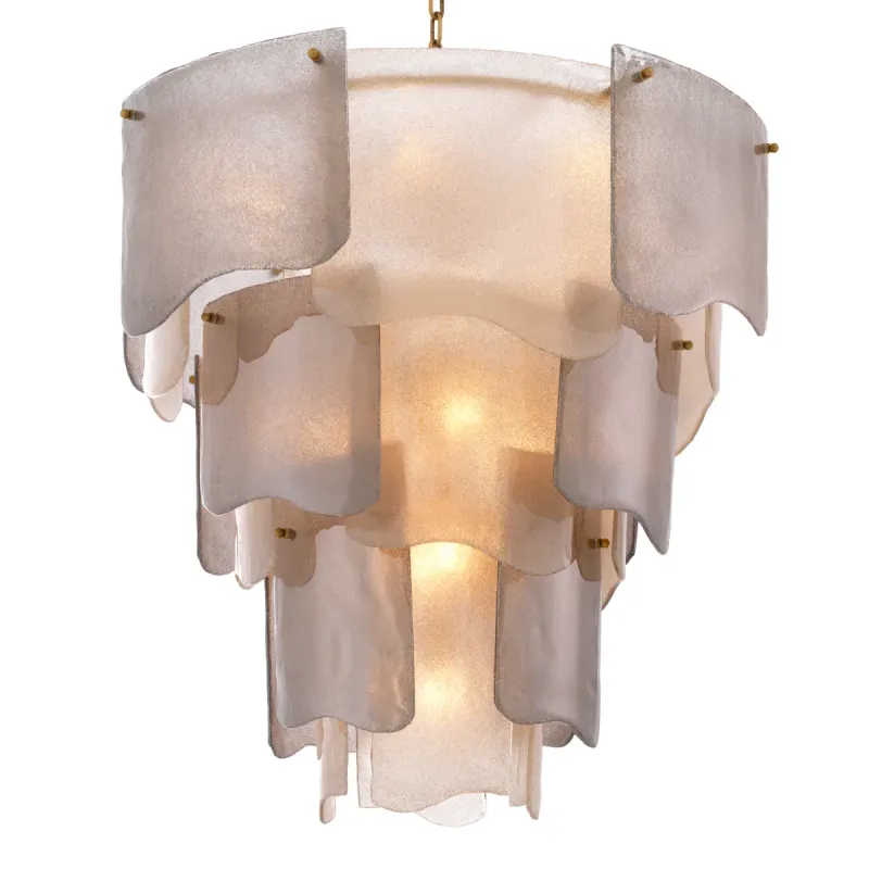 Lampadario Stratificato in Vetro Satinato di Lusso – Illuminazione Elegante e di Impatto di Luxury Group International