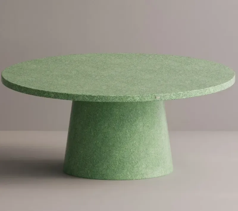 Luxury Modern Minimalist Table in Sage Green Matte Stone with Pedestal Column by Luxury Group International