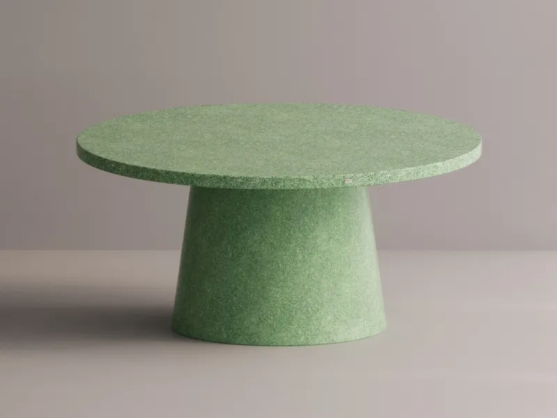 Luxury Modern Minimalist Table in Sage Green Matte Stone with Pedestal Column by Luxury Group International