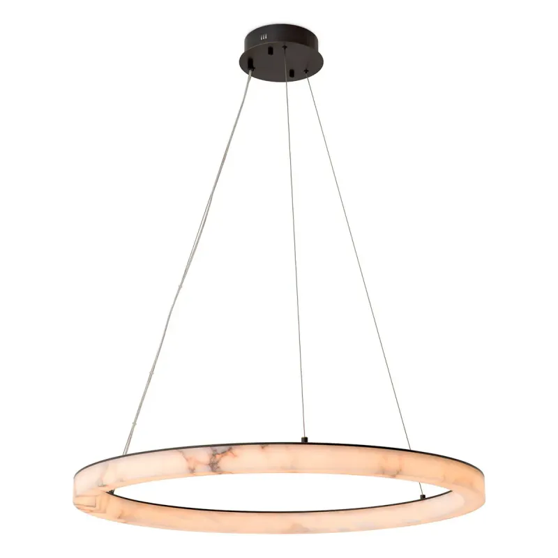 Lampadario Anello Moderno di Lusso in Bianco con Venature in Marmo di Alabastro di Luxury Group International