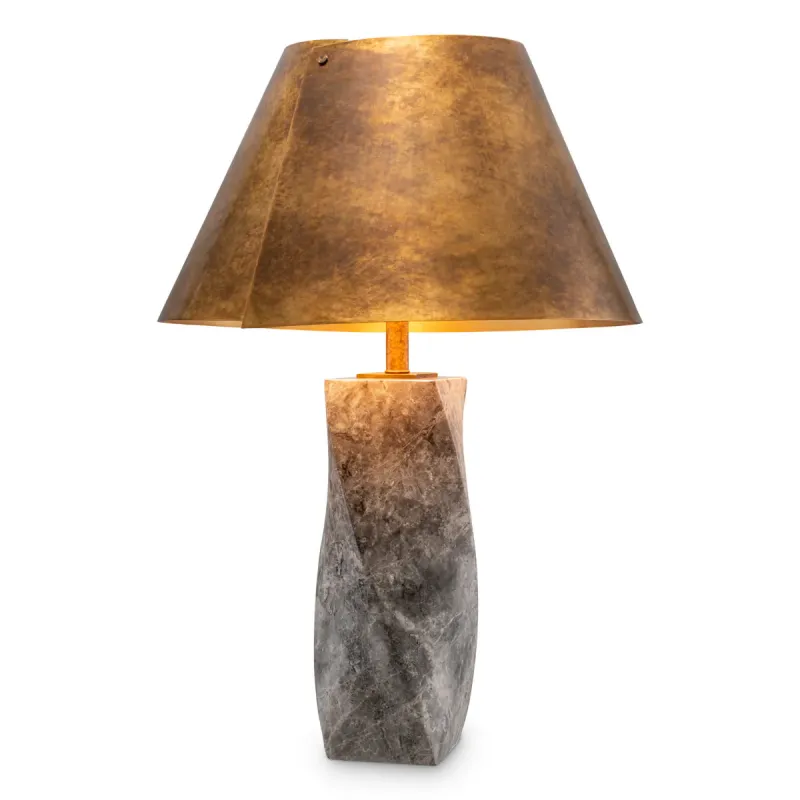 Luxus Marmor-Tischlampe mit Goldfarbener Schirm für Moderne Elegante Innenräume von Luxury Group International