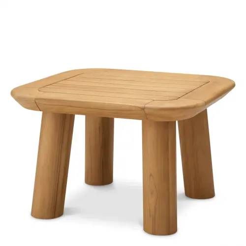 Luxury Natural Teak Outdoor Side Table Front View by Luxury Group International