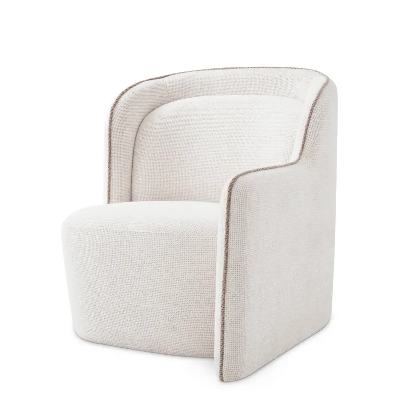 Luxury Neutral Upholstered Armchair with Curved Wraparound Back - Luxury Hotel Furniture by Luxury Group International