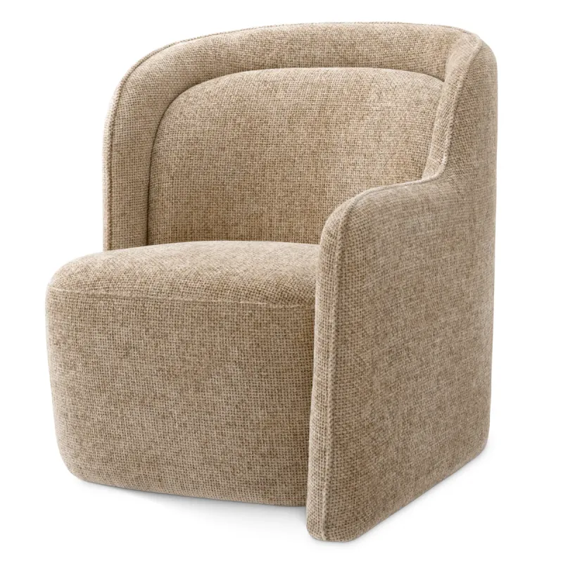 Luxury Neutral Upholstered Armchair with Curved Wraparound Back - Luxury Hotel Furniture by Luxury Group International