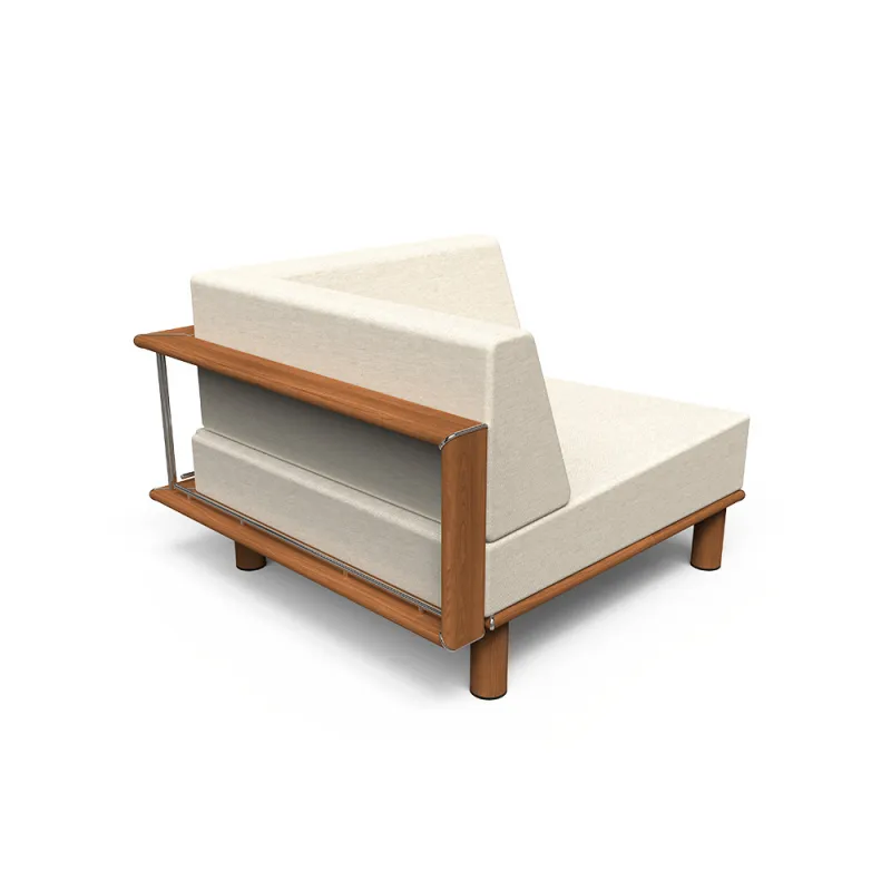 Fauteuil d'angle d'extérieur de luxe en bois teinté crème clair avec pieds effilés par Luxury Group International