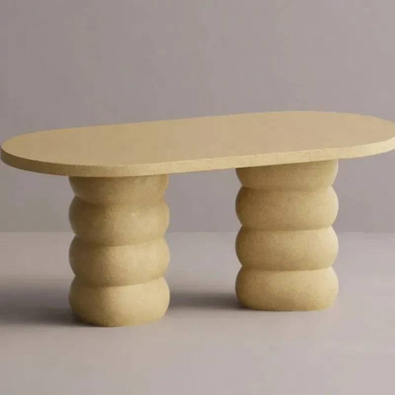 Luxury Oval Pedestal Dining Table in Sand Finish for Modern Elegant Interiors by Luxury Group International