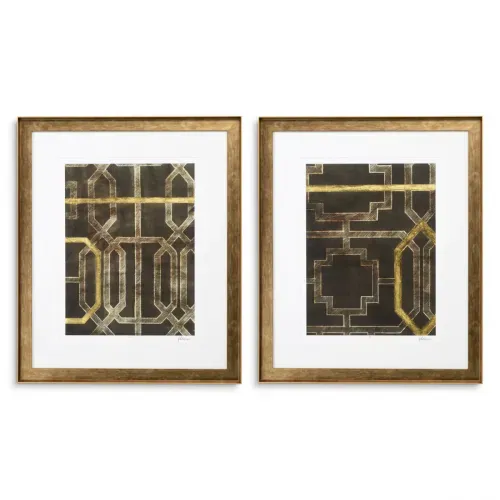 Luxury Print Set with Abstract Ink Accents (2 pcs.) Front View by Luxury Group International