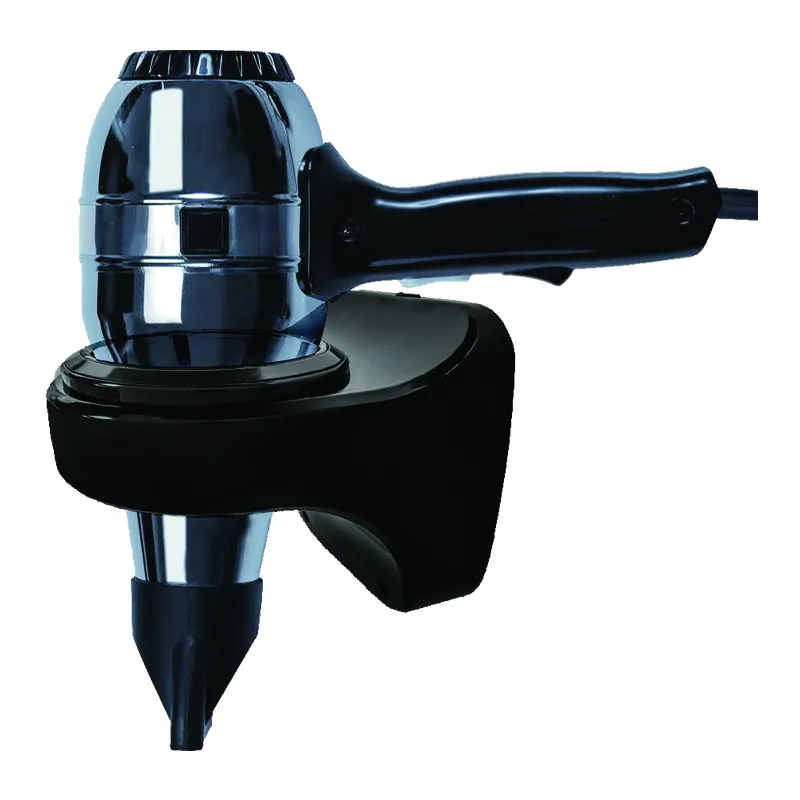 Luxury Professional Hotel Hair Dryer with Vertical Wall Base & Stainless Steel Body Front View by Luxury Group International