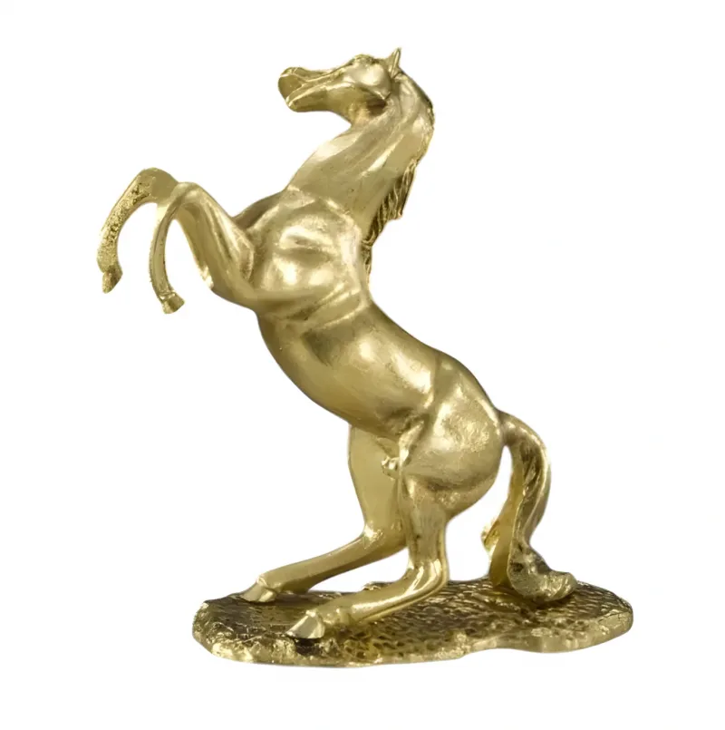 Luxury Rearing Stallion Bronze Sculpture in Polished Golden Finish - Luxury Bronze Figure Front View by Luxury Group International