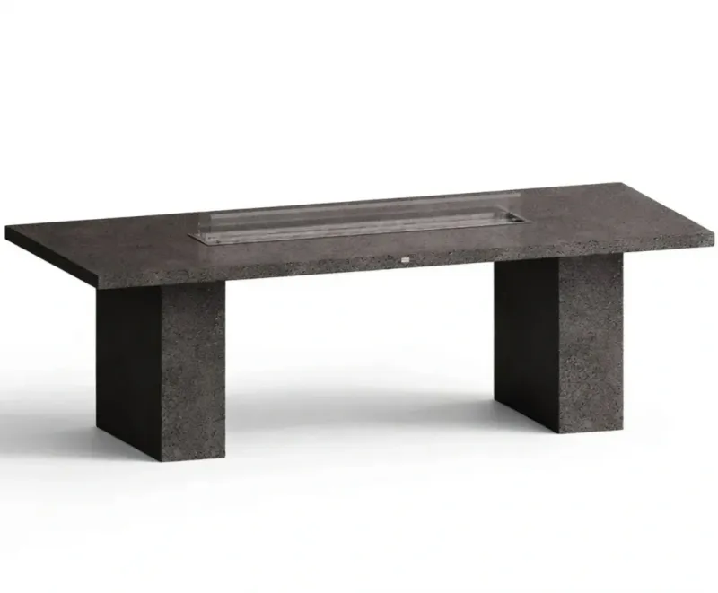 Luxury Rectangular Concrete Fire Pit Table for Modern Outdoor & Indoor Living by Luxury Group International