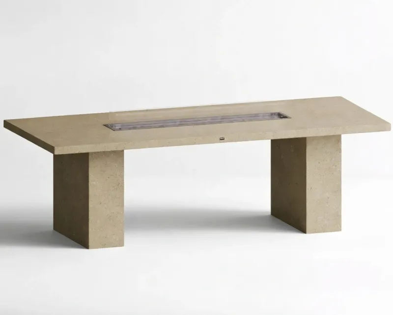 Luxury Rectangular Concrete Fire Pit Table for Modern Outdoor & Indoor Living by Luxury Group International