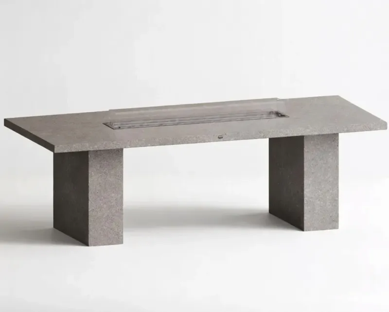 Luxury Rectangular Concrete Fire Pit Table for Modern Outdoor & Indoor Living by Luxury Group International