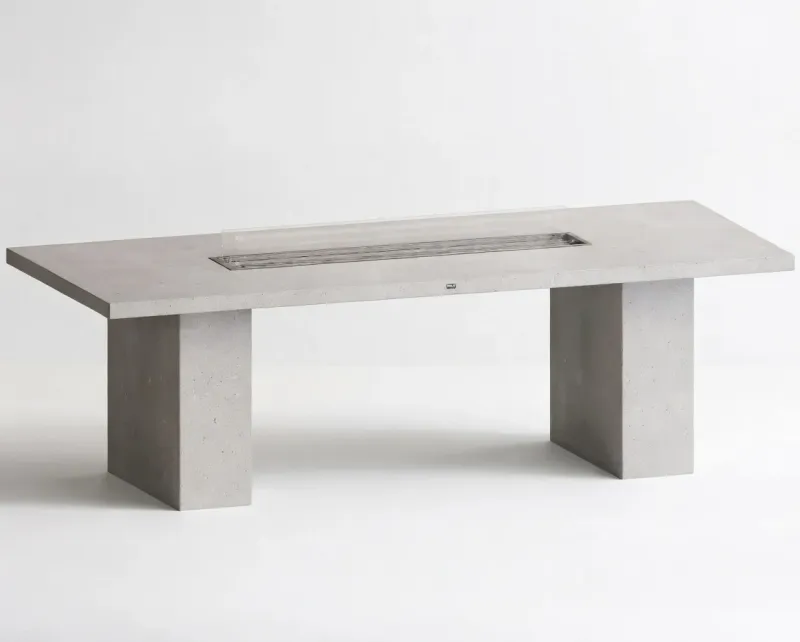 Luxury Rectangular Concrete Fire Pit Table for Modern Outdoor & Indoor Living by Luxury Group International