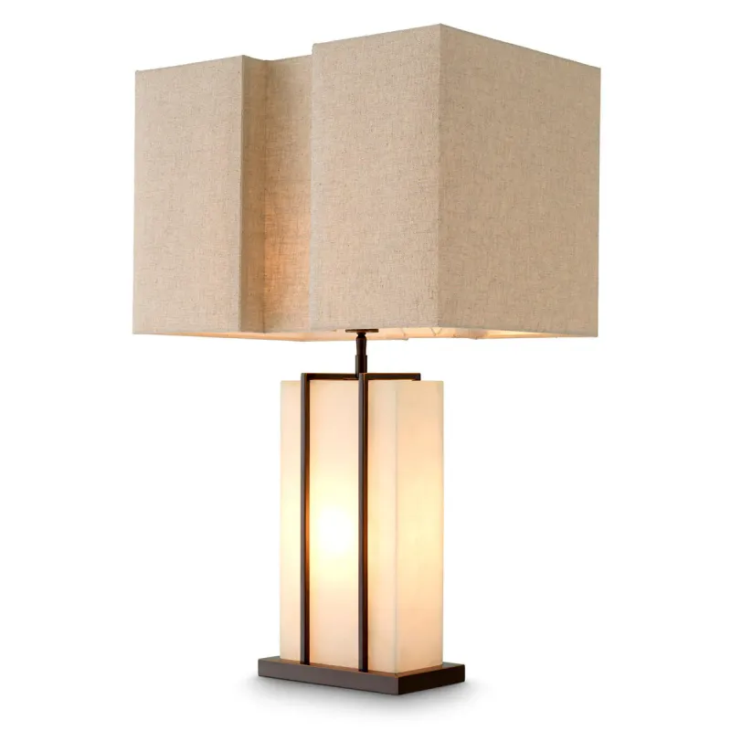 Lampe de Table Rectangulaire de Luxe avec Abat-jour en Lin – Éclairage Design Moderne par Luxury Group International
