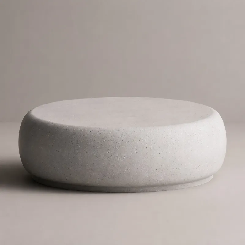 Luxury Round Coffee Table with Smooth Modern Stone Design by Luxury Group International