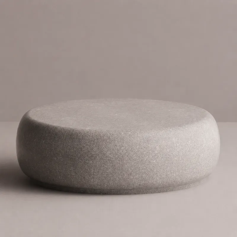 Luxury Round Coffee Table with Smooth Modern Stone Design by Luxury Group International