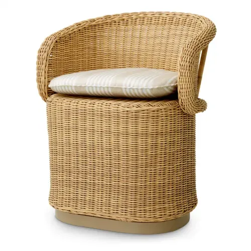 Luxury Saville Beige Fabric Outdoor Dining Chair Front View by Luxury Group International