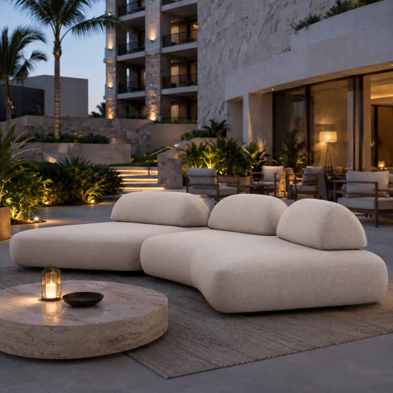 Luxury Living Room & Hotel Modular Sofa Beige 2-Piece - Living Room & Hotel Furniture Lifestyle View by Luxury Group International