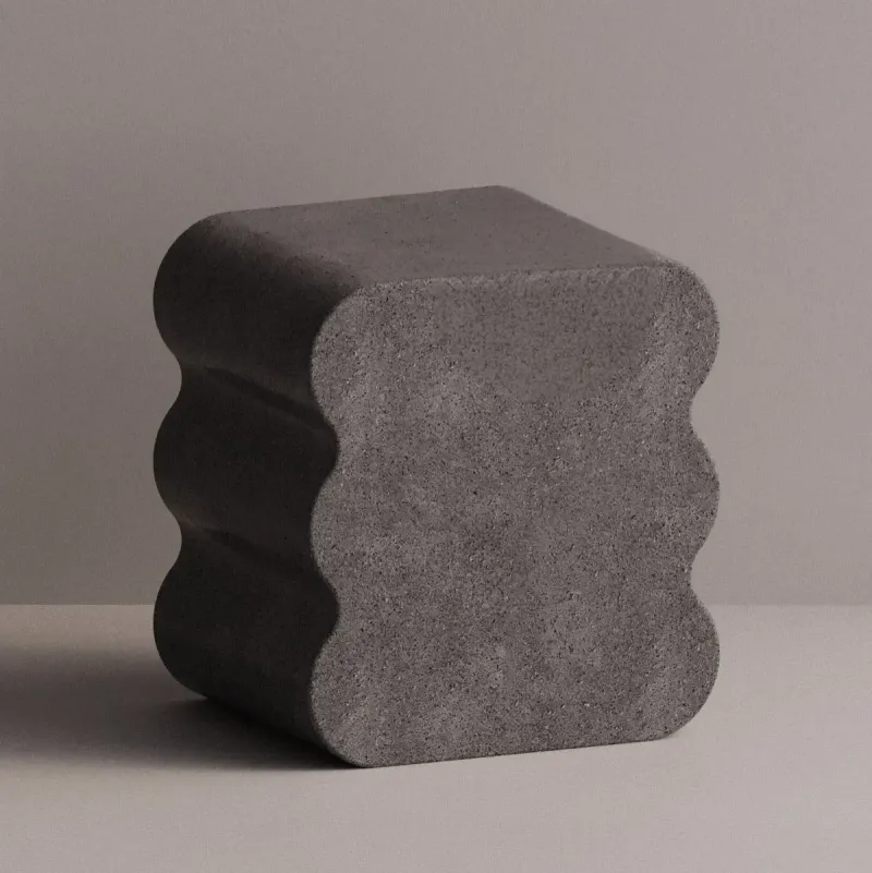 Luxury Designer Concrete Nightstand with Sculptural Modern Design by Luxury Group International