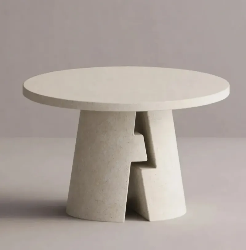 Luxury Sculptural Round Pedestal Table for Indoor & Outdoor Space by Luxury Group International