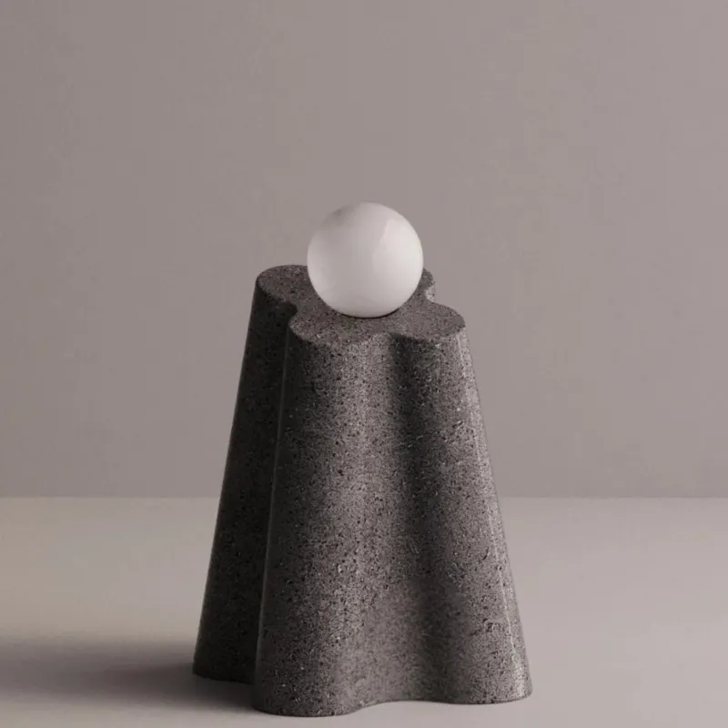 Luxury Sculptural Stoneware Floor Lamp with Hand-Blown Glass by Luxury Group International