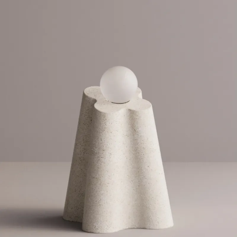 Luxury Sculptural Stoneware Floor Lamp with Hand-Blown Glass by Luxury Group International