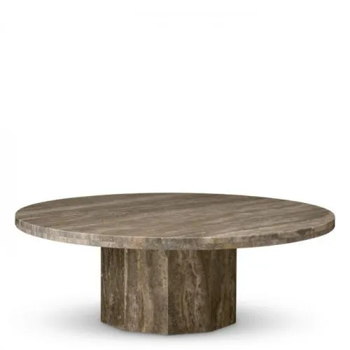 Luxury Silver Travertine Sculptural Coffee Table Front View by Luxury Group International