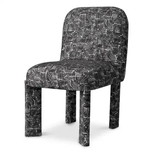 Luxury Solent Fabric Black and White Dining Chair Front View by Luxury Group International