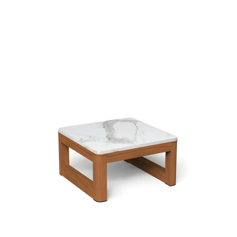Table basse carrée en bois avec plateau en marbre de luxe par Luxury Group International