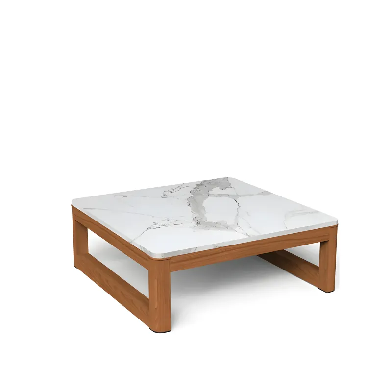 Table basse carrée en bois avec plateau en marbre de luxe par Luxury Group International