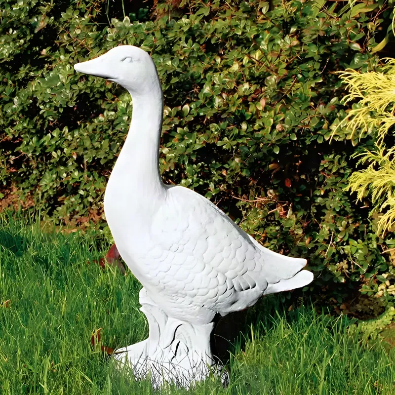 Luxury Standing Goose Garden Sculpture with Detailed Plumage - Luxury Classic Sculpture Front View by Luxury Group International