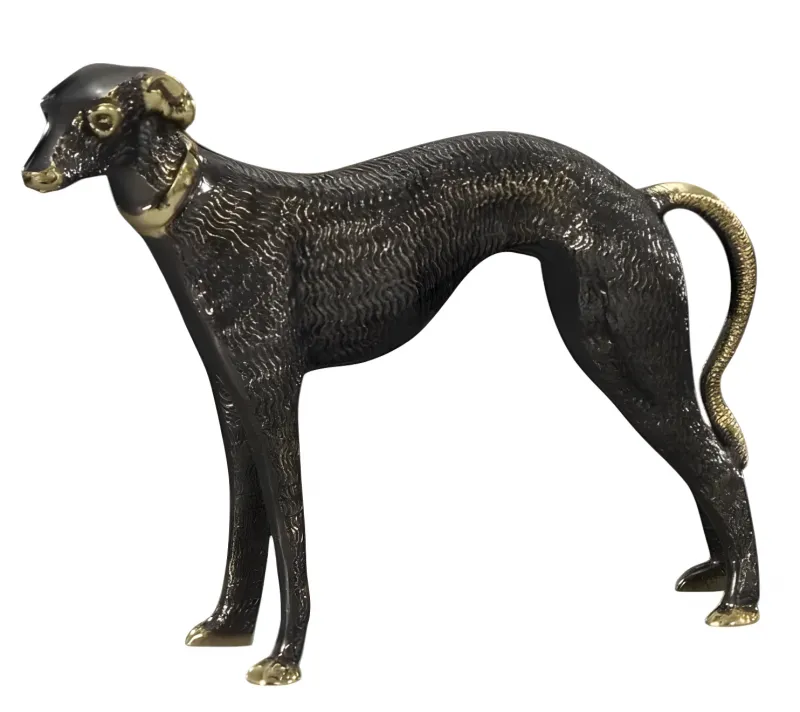 Escultura de Bronce de Galgo de Pie de Lujo con Acabado Dorado y Oxidado por Luxury Group International