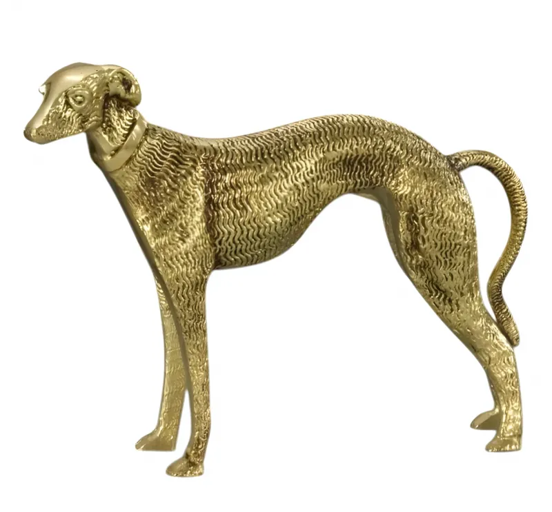 Escultura de Bronce de Galgo de Pie de Lujo con Acabado Dorado y Oxidado por Luxury Group International