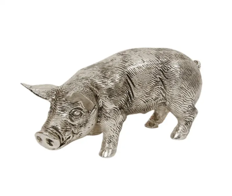 Luxury Standing Pig Bronze Sculpture with Textured Coat - Luxury Bronze Figure by Luxury Group International