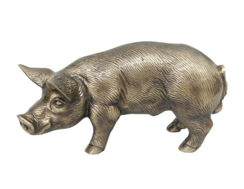 Luxury Standing Pig Bronze Sculpture with Textured Coat - Luxury Bronze Figure by Luxury Group International