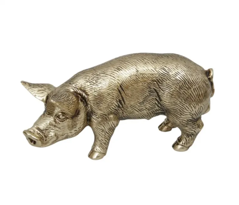 Luxury Standing Pig Bronze Sculpture with Textured Coat - Luxury Bronze Figure by Luxury Group International