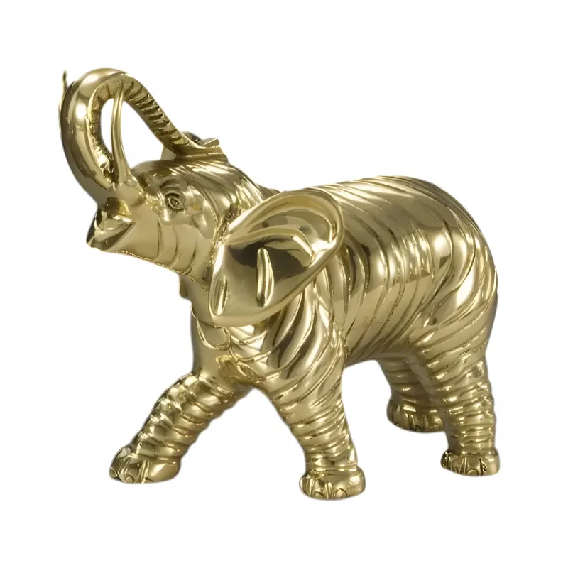 Luxus Bronze-Skulptur eines schreitenden Elefanten mit hochgerolltem Rüssel in Gold- und Antikbronze-Finish von Luxury Group International