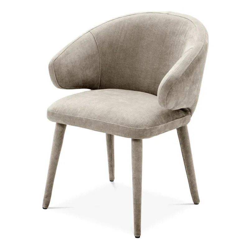 Poltrona da Pranzo Imbottita di Lusso Taupe con Schienale Curvo - Mobili di Lusso per Hotel Vista frontale di Luxury Group International