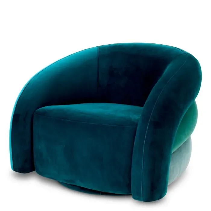 Luxury Teal Velvet Lounge Chair 91 cm - Living Room & Hotel Furniture - Luxury Furniture Front View by Luxury Group International