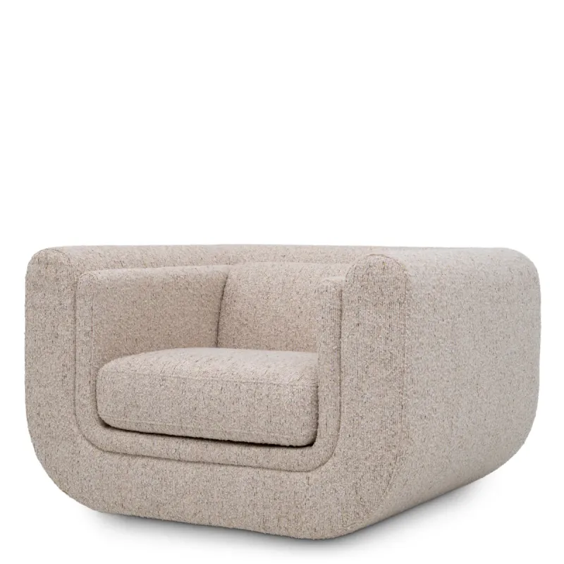 Luxuriöser Texturierter Beiger Lounge-Sessel mit Geschwungenem Design 112 cm Vorderansicht von Luxury Group International