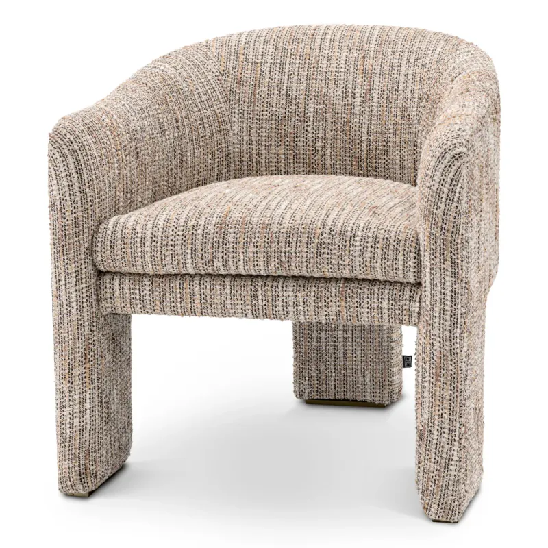 Luxury Textured Bouclé Designer Armchair with Curved Arms – Luxury Hotel Furniture Front View by Luxury Group International