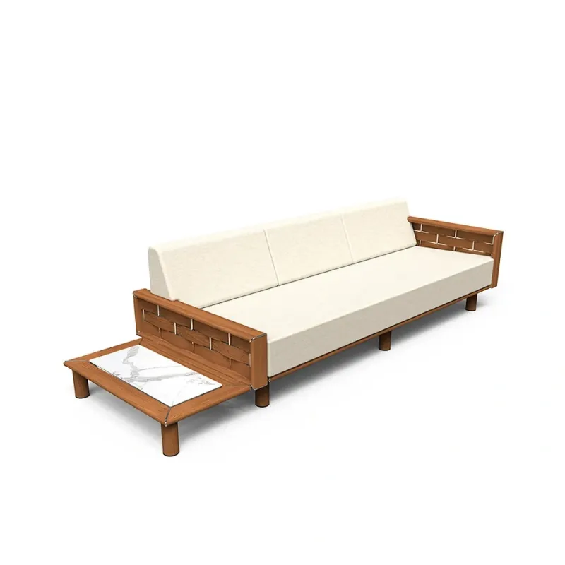 Luxus Dreisitzsofa mit Holzrahmen und Marmor-Beistelltisch von Luxury Group International