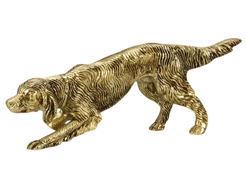 Escultura de Bronce de Perro Setter de Seguimiento de Lujo en Acabado Dorado y Oxidado por Luxury Group International