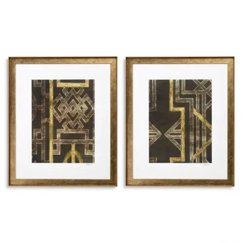Luxury Trellis Pattern Decorative Print Set (2 pcs.) Front View by Luxury Group International