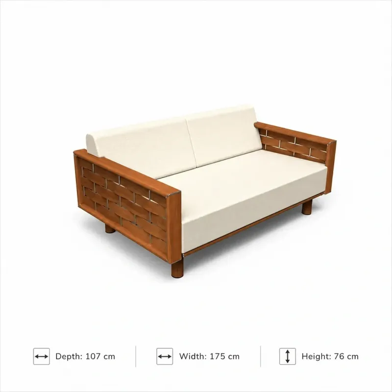 Luxus Zweisitzer Sofa mit Cremefarbenen Kissen und Holzrahmen-Design von Luxury Group International
